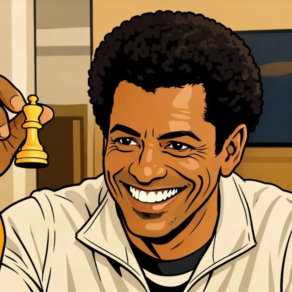 Illustrated portrait of Uncle Sankale, a family authority figure whose presence adds pressure and tension in the Kendi Unfiltered YA novel series